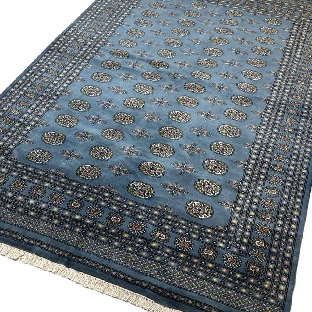 297 x 201 cm Hand Knotted Karachi Bokhara – Blue Rug