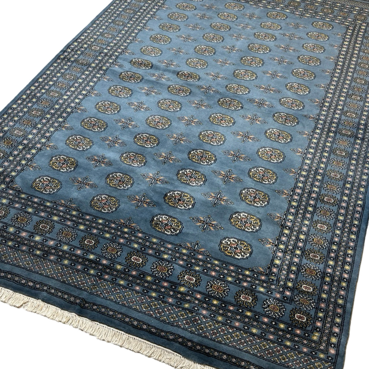 297 x 201 cm Hand Knotted Karachi Bokhara – Blue Rug