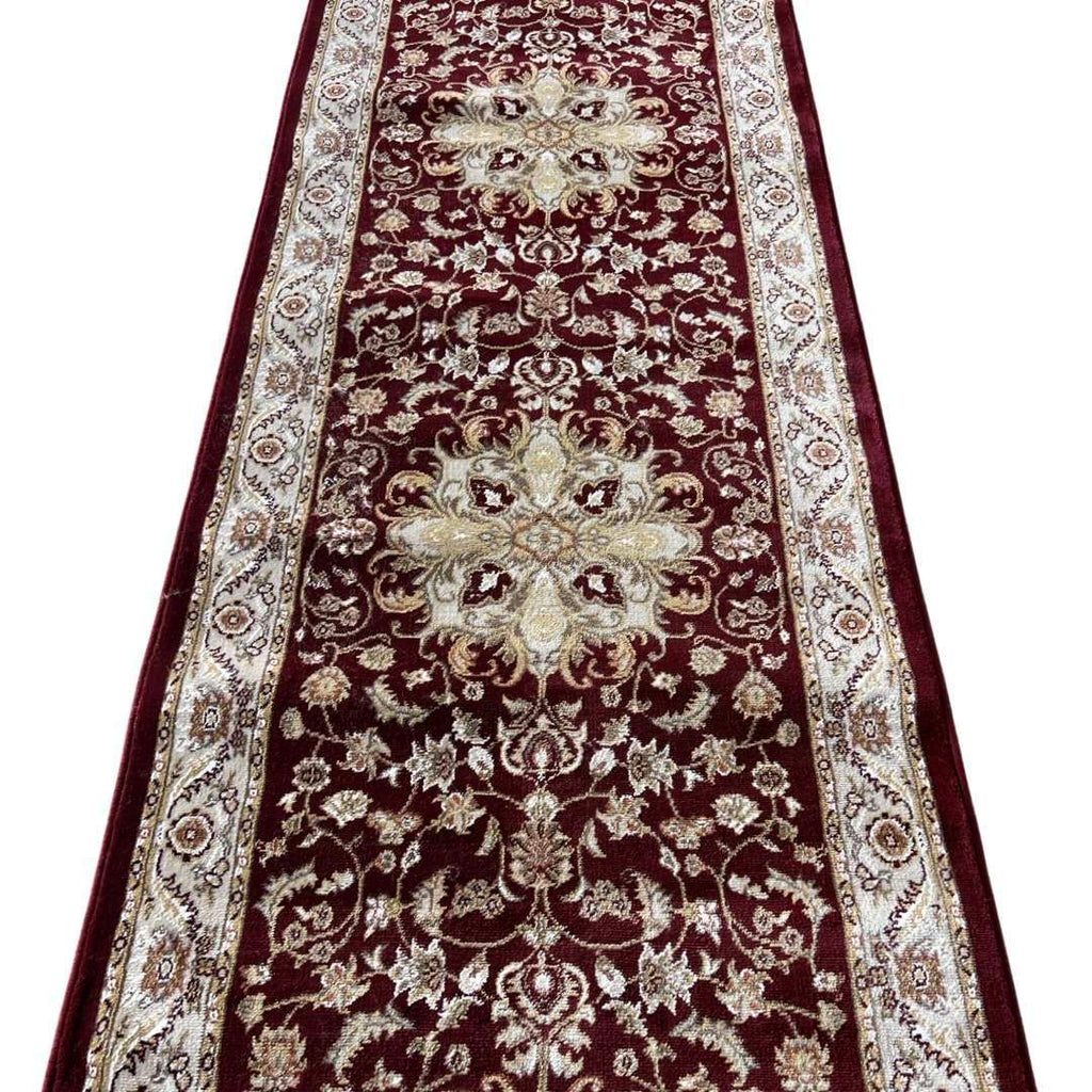 1000 x 80 cm Persian Mashad Design Maroon Runner Rug