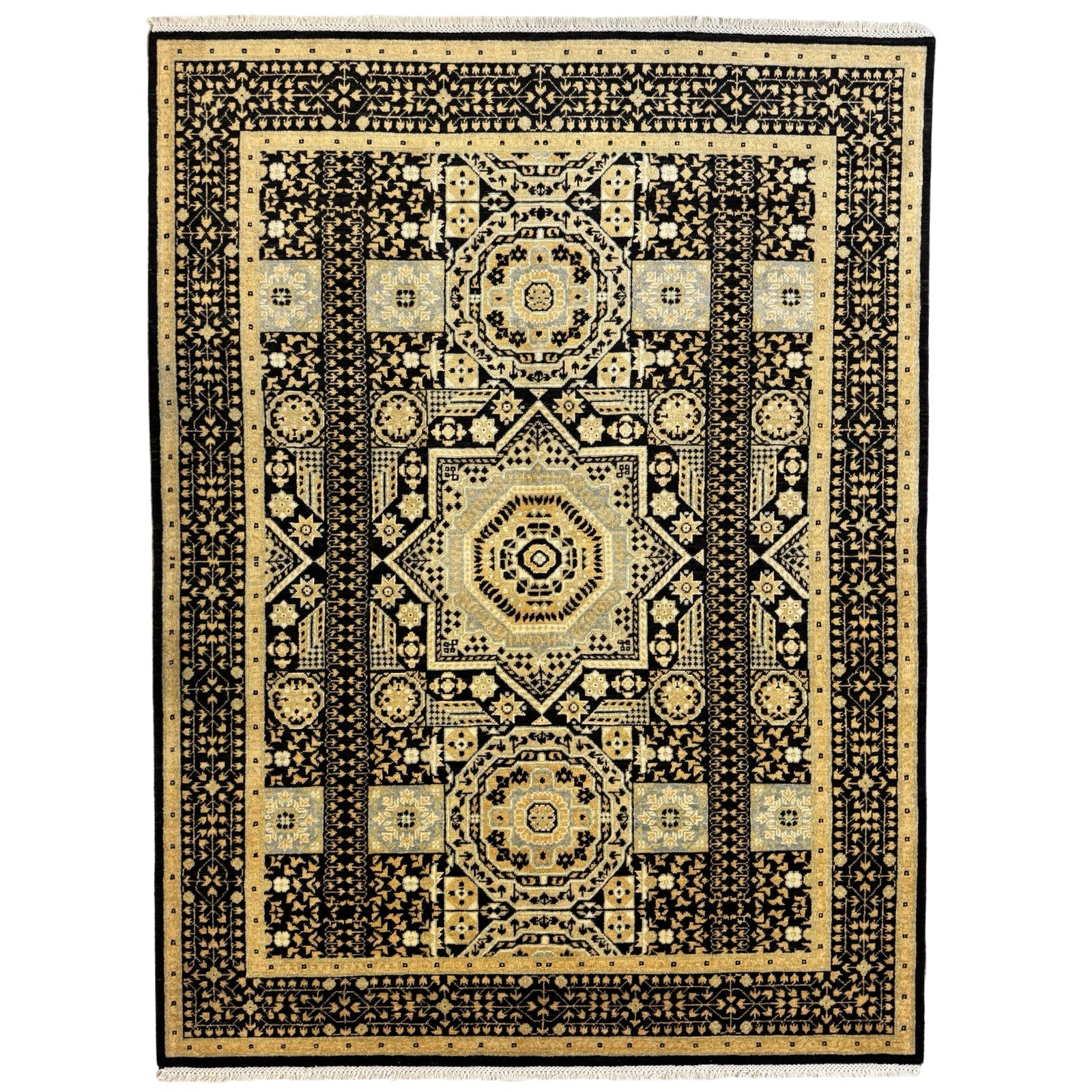 237 x 175 cm Afghan Chobi Mamluk Hand-Knotted Wool Rug