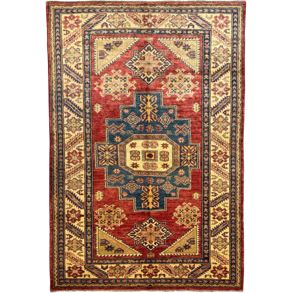 216 x 145 cm Hand Knotted Afghan Kazak Wool Rug