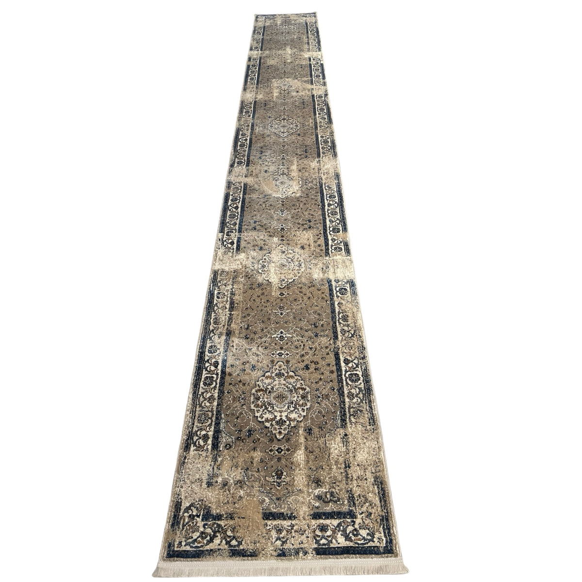600 x 80 cm Persian Vintage Design Machine Made Beige Runner Rug