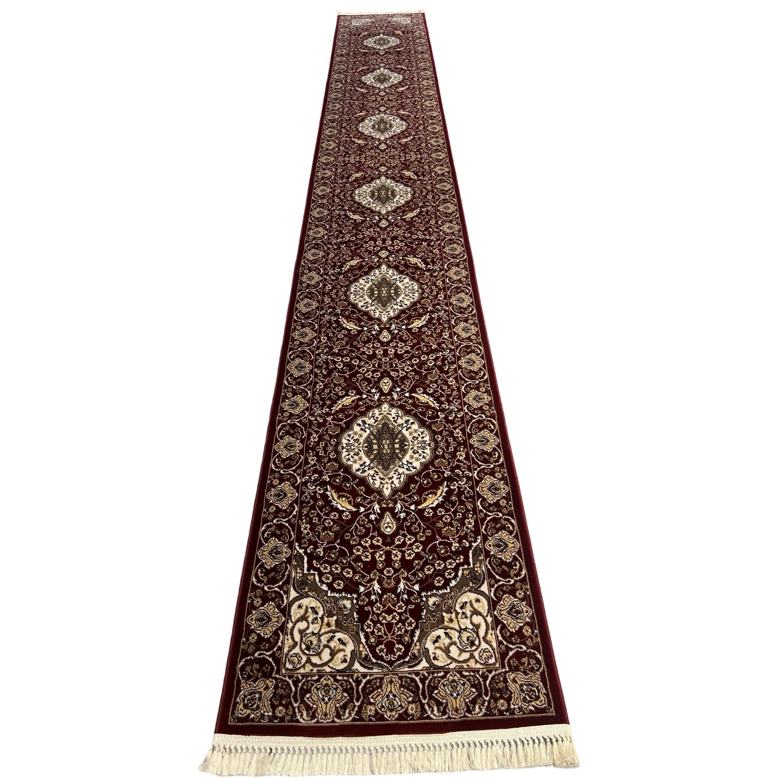 600 x 80cm Persian Mashad Machine Made, Red Runner Rug