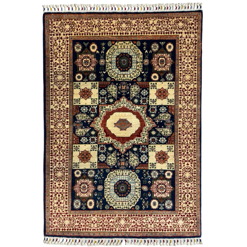 150 x 105 cm Afghan Mamluk Chobi Ziegler Hand-Knotted Wool Rug