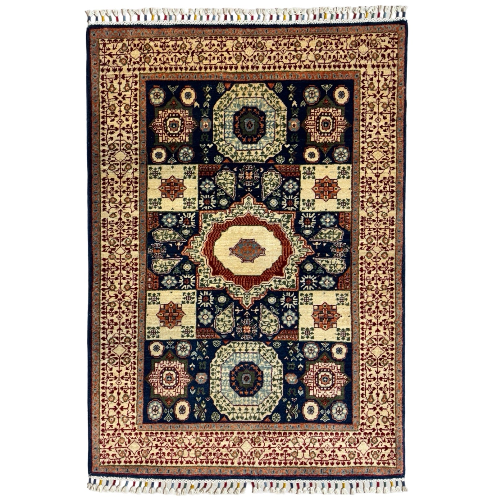 150 x 105 cm Afghan Mamluk Chobi Ziegler Hand-Knotted Wool Rug