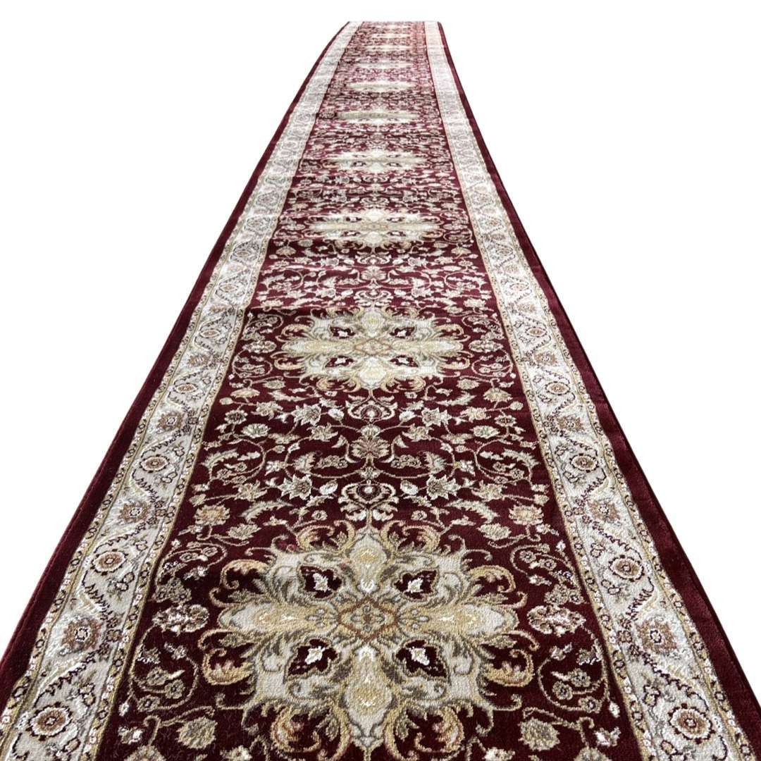 1000 x 80 cm Persian Mashad Design Maroon Runner Rug