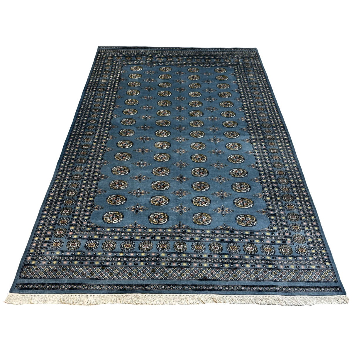 297 x 201 cm Hand Knotted Karachi Bokhara – Blue Rug