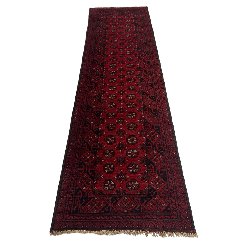 290 x 80 cm Hand Knotted Afghan Akche Wool Runner Rug