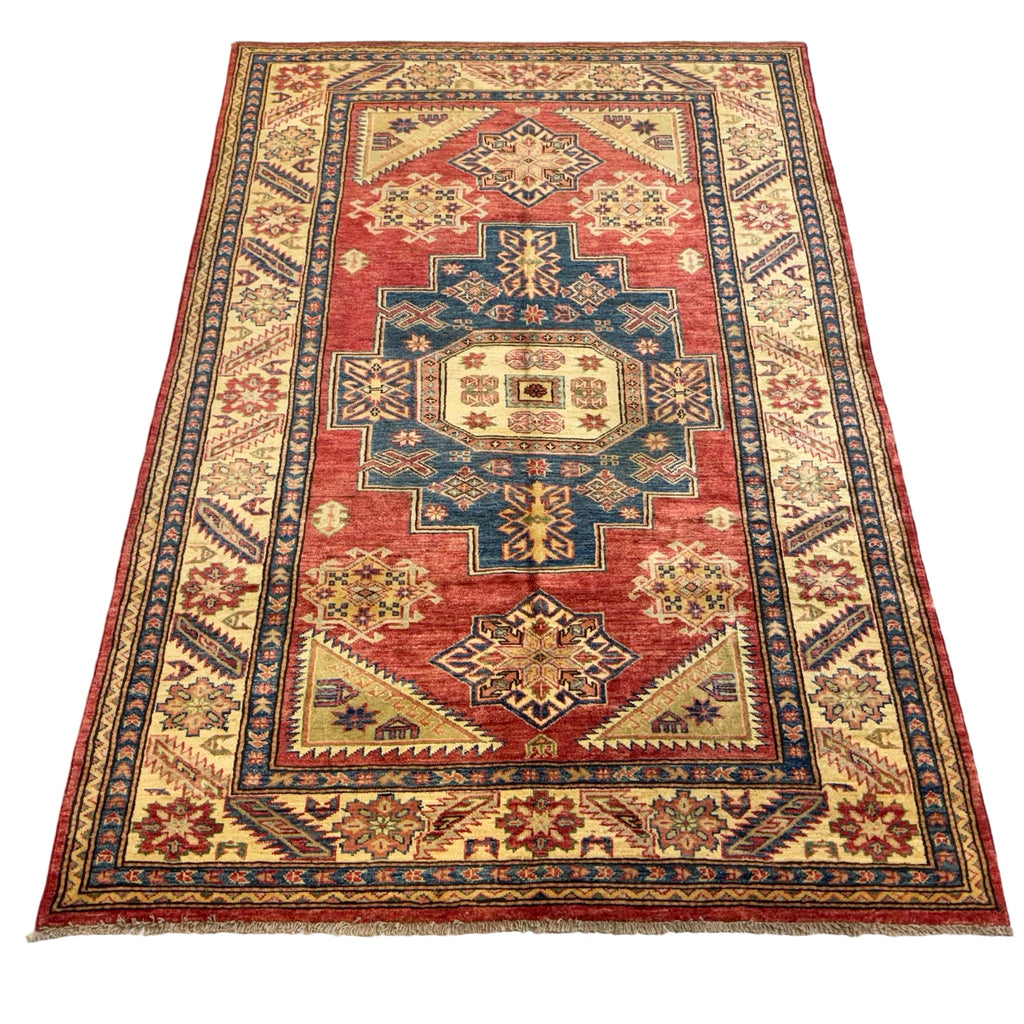 216 x 145 cm Hand Knotted Afghan Kazak Wool Rug