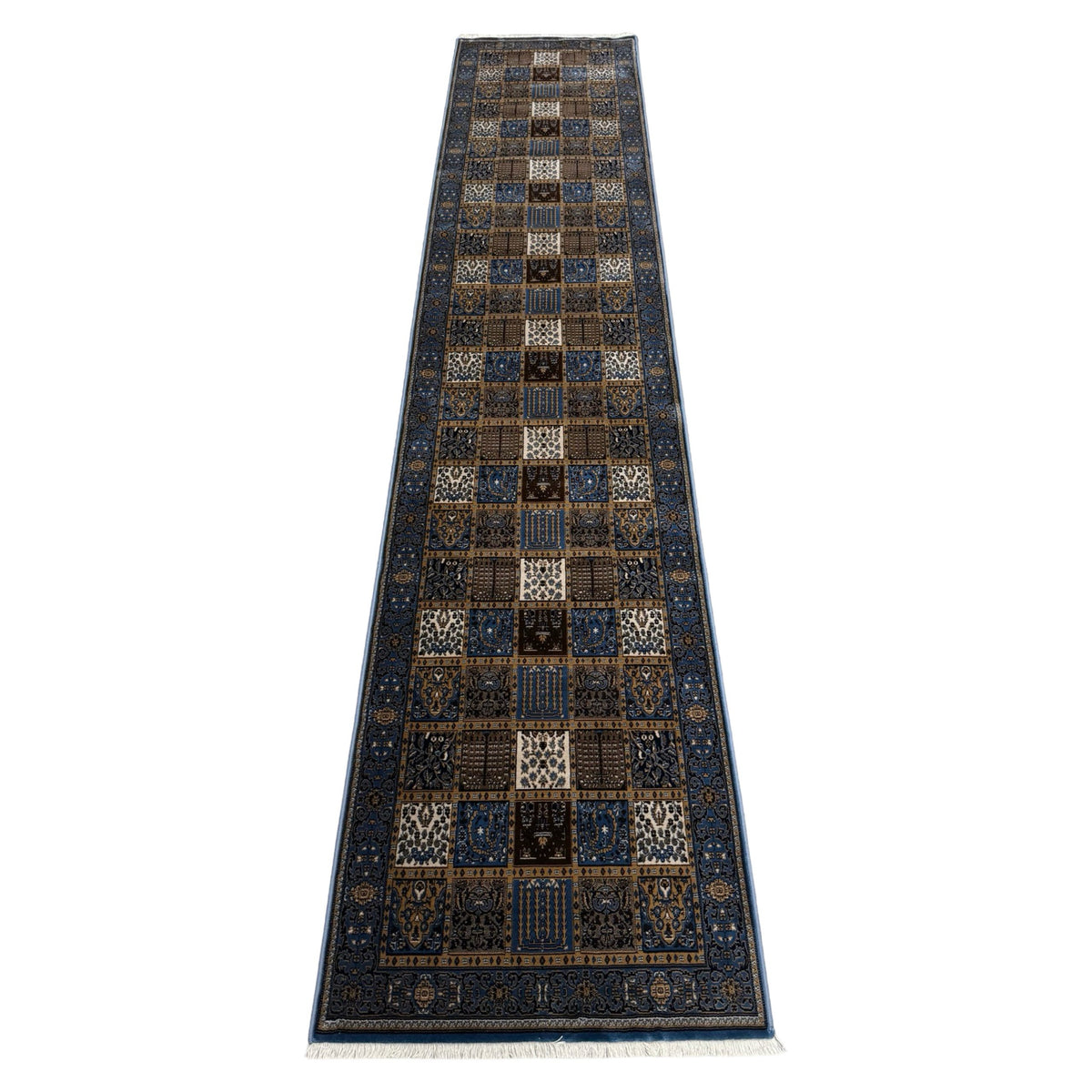 400 x 80 cm Turkish Machine Made Blue Bakhtiari Runner Rug