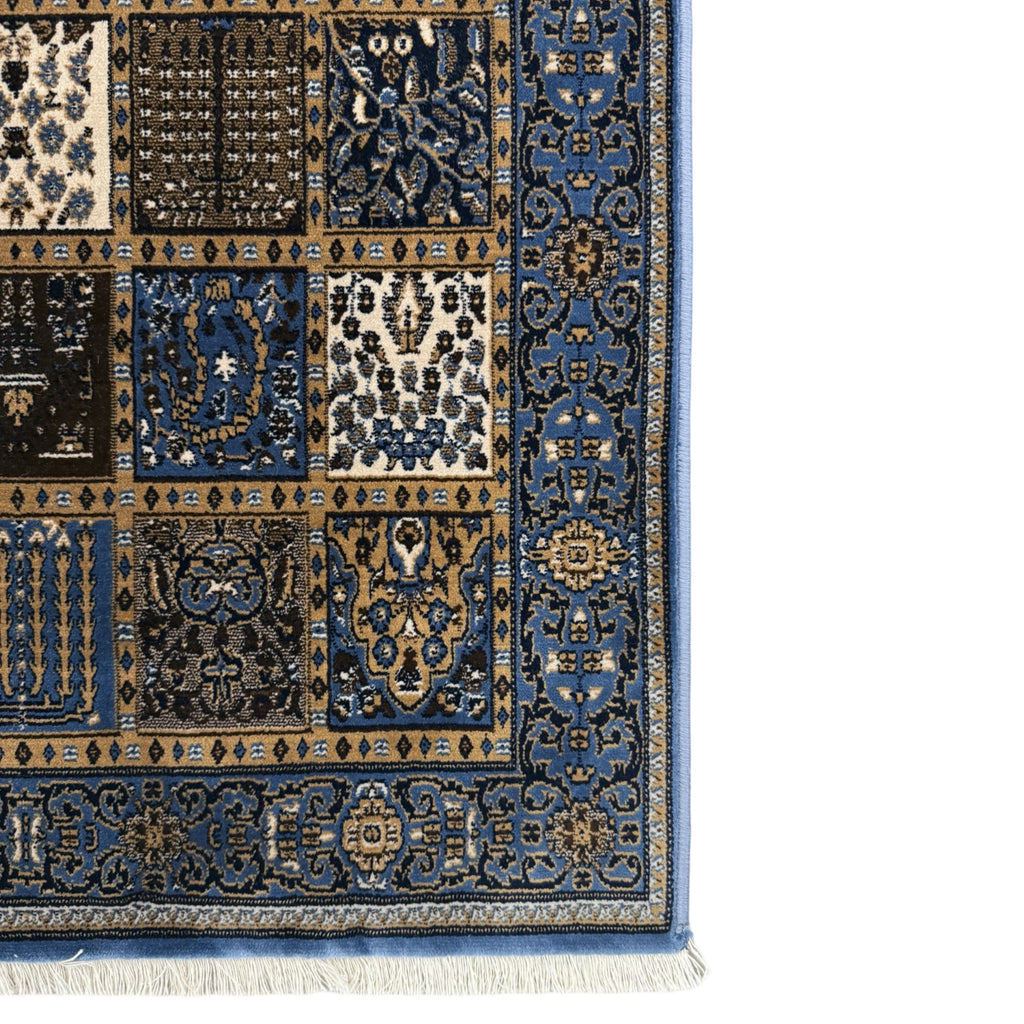 400 x 80cm Turkish Machine Made Blue Bakhtiari Runner Rug