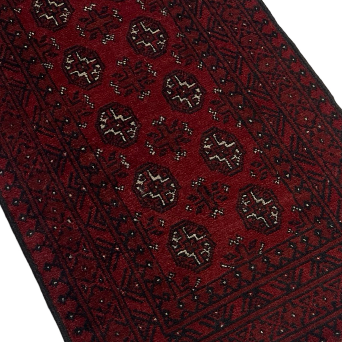 287 x 73 cm Hand Knotted Red Afghan Akche Runner Rug