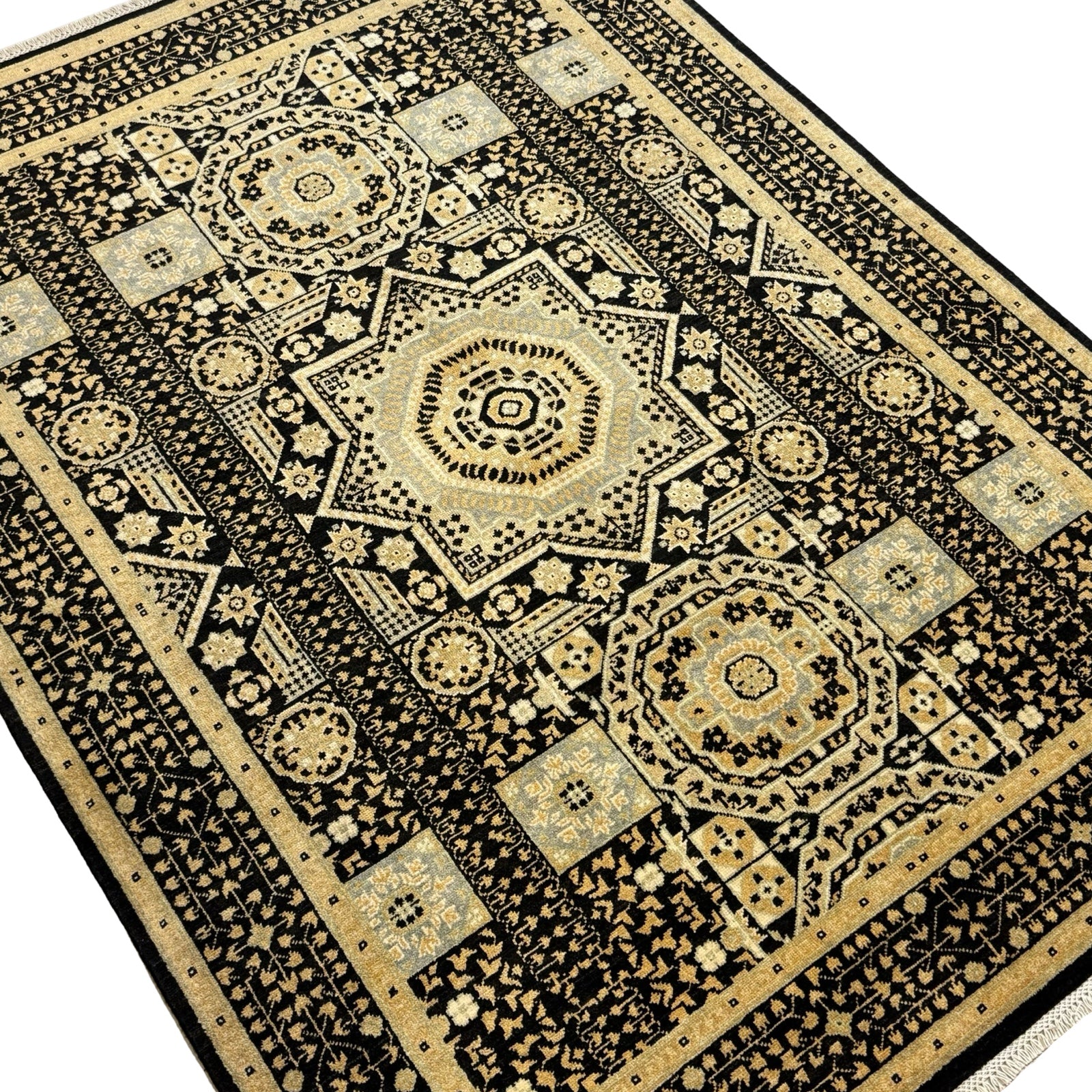 237 x 175 cm Afghan Chobi Mamluk Hand-Knotted Wool Rug