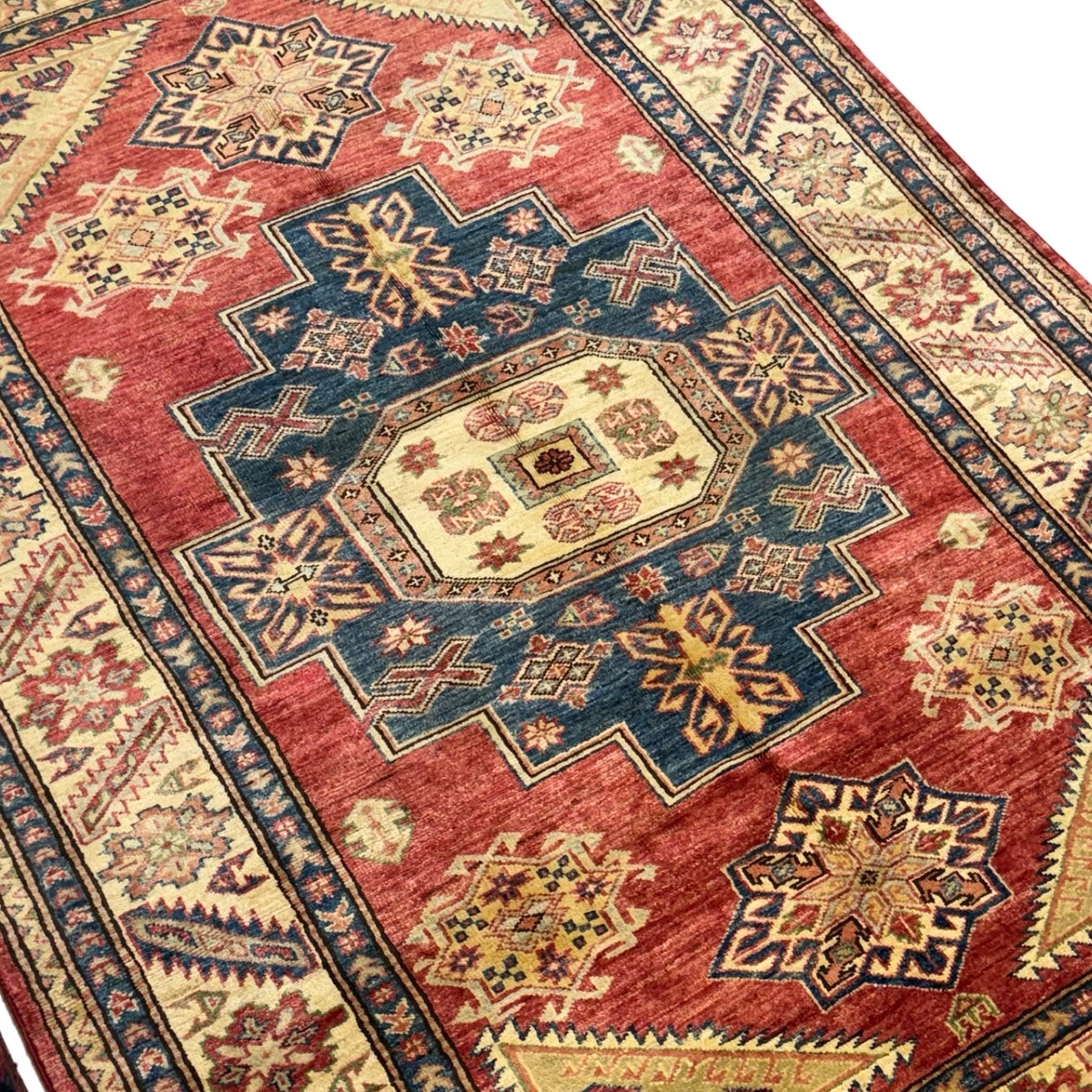 216 x 145 cm Hand Knotted Afghan Kazak Wool Rug
