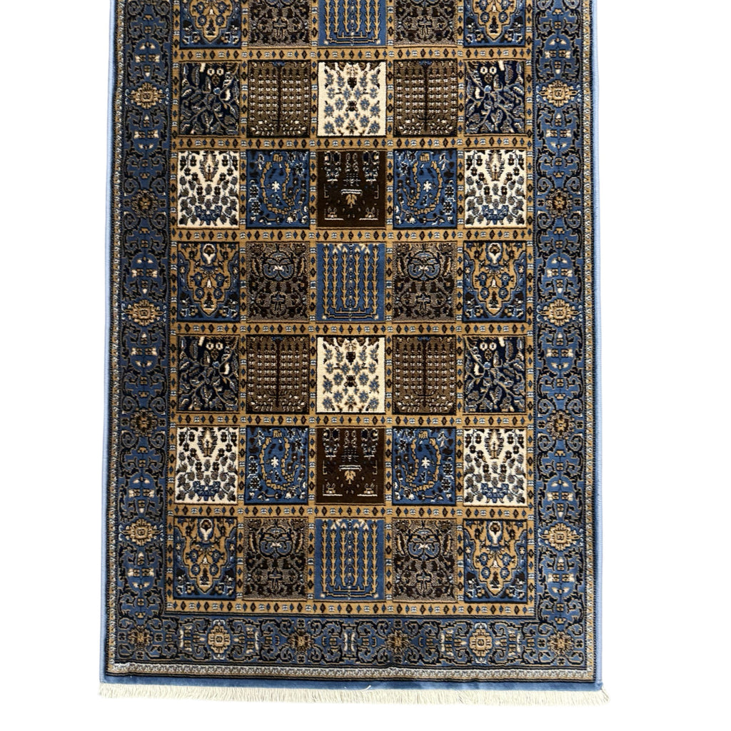 400 x 80cm Turkish Machine Made Blue Bakhtiari Runner Rug