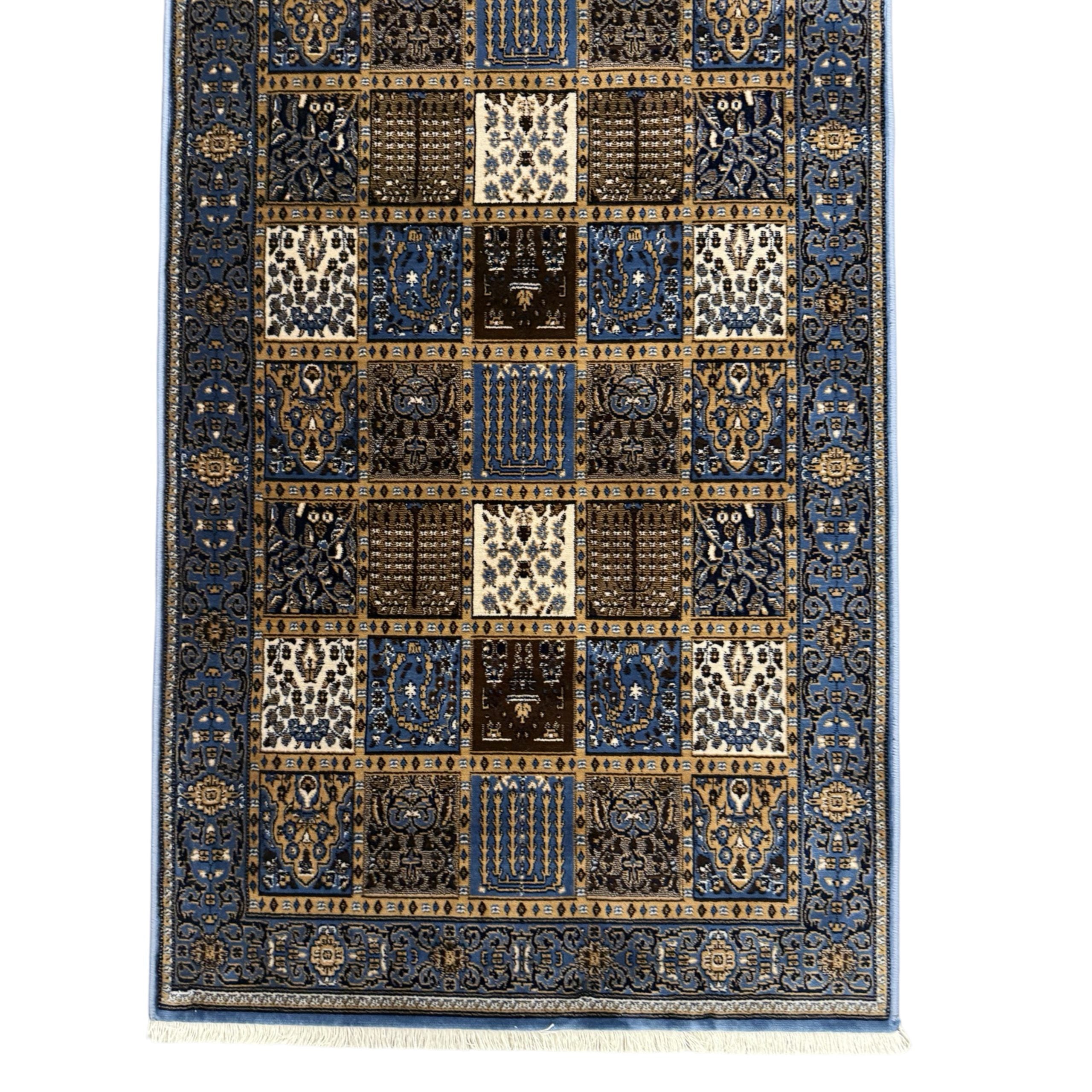 400 x 80cm Turkish Machine Made Blue Bakhtiari Runner Rug
