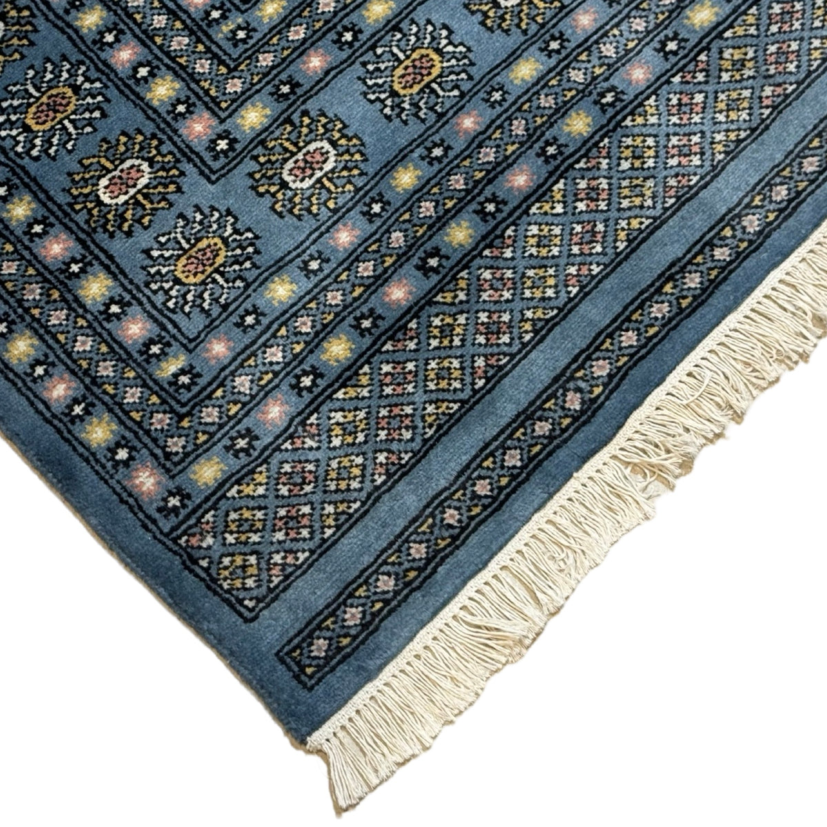 297 x 201 cm Hand Knotted Karachi Bokhara – Blue Rug
