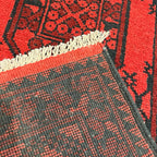 284 x 80 cm Hand Knotted Red Afghan Elephant Feet Design Akche Wool Runner Rug