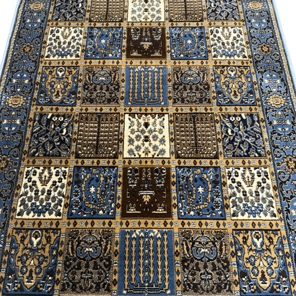 400 x 80cm Turkish Machine Made Blue Bakhtiari Runner Rug
