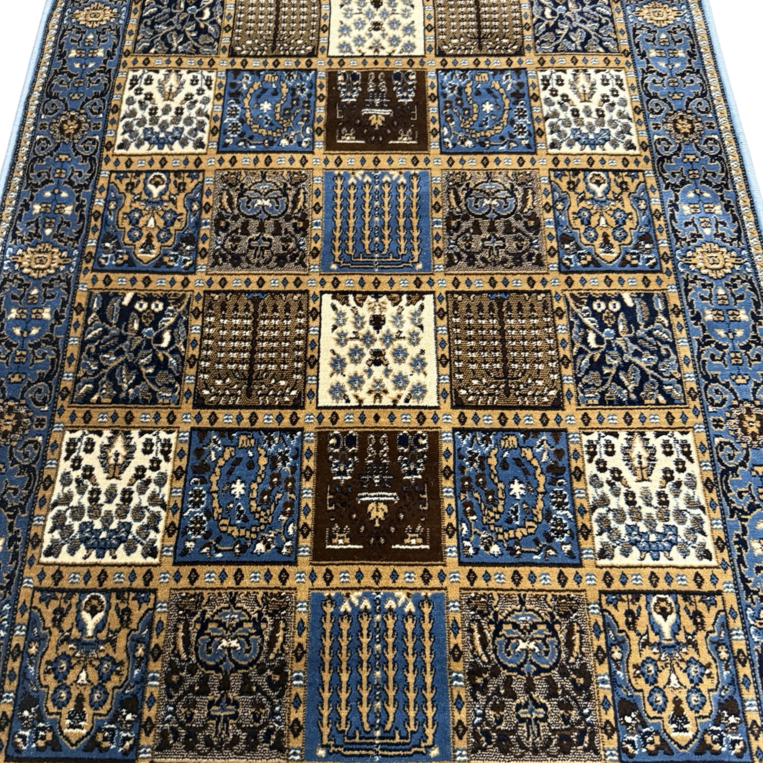 400 x 80cm Turkish Machine Made Blue Bakhtiari Runner Rug