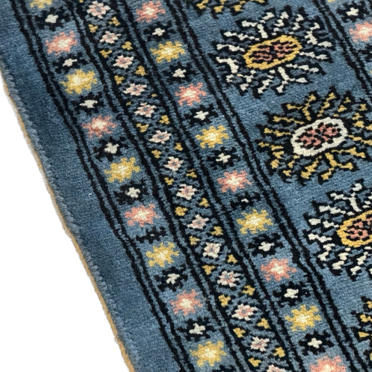 297 x 201 cm Hand Knotted Karachi Bokhara – Blue Rug