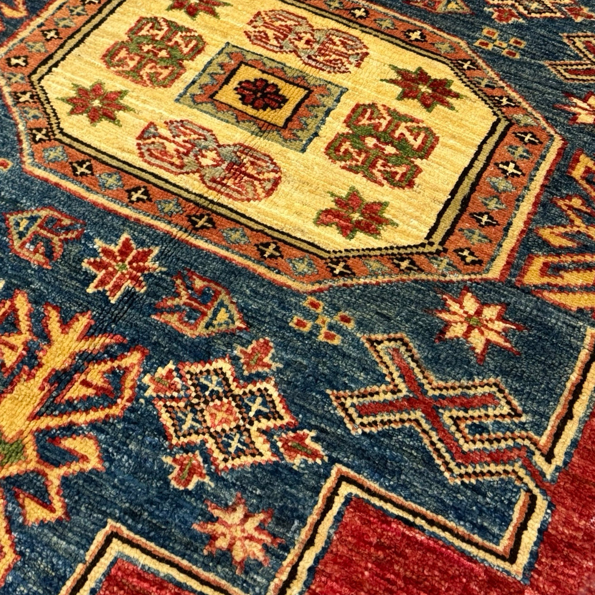 216 x 145 cm Hand Knotted Afghan Kazak Wool Rug
