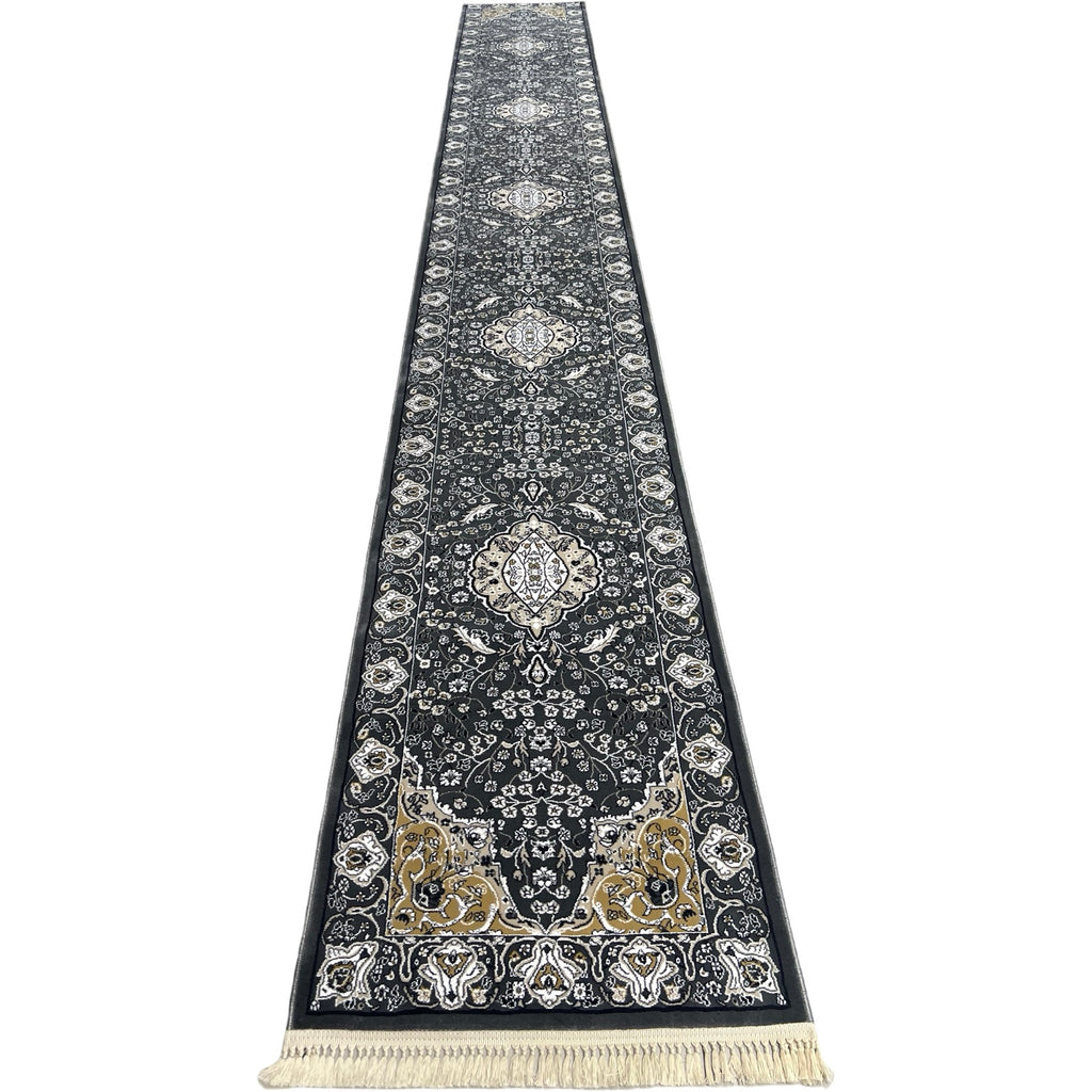 600 x 80cm Persian Design Machine Made, Grey Runner Rug