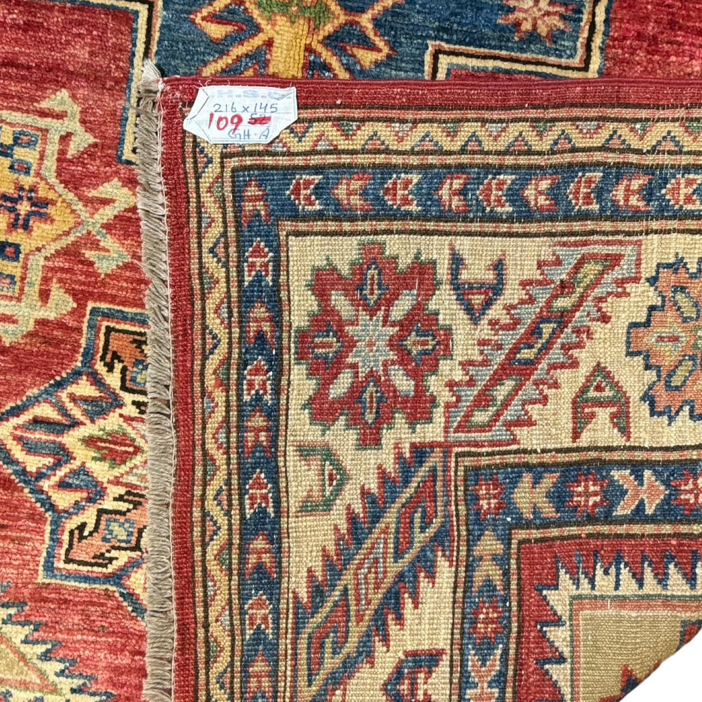 216 x 145 cm Hand Knotted Afghan Kazak Wool Rug