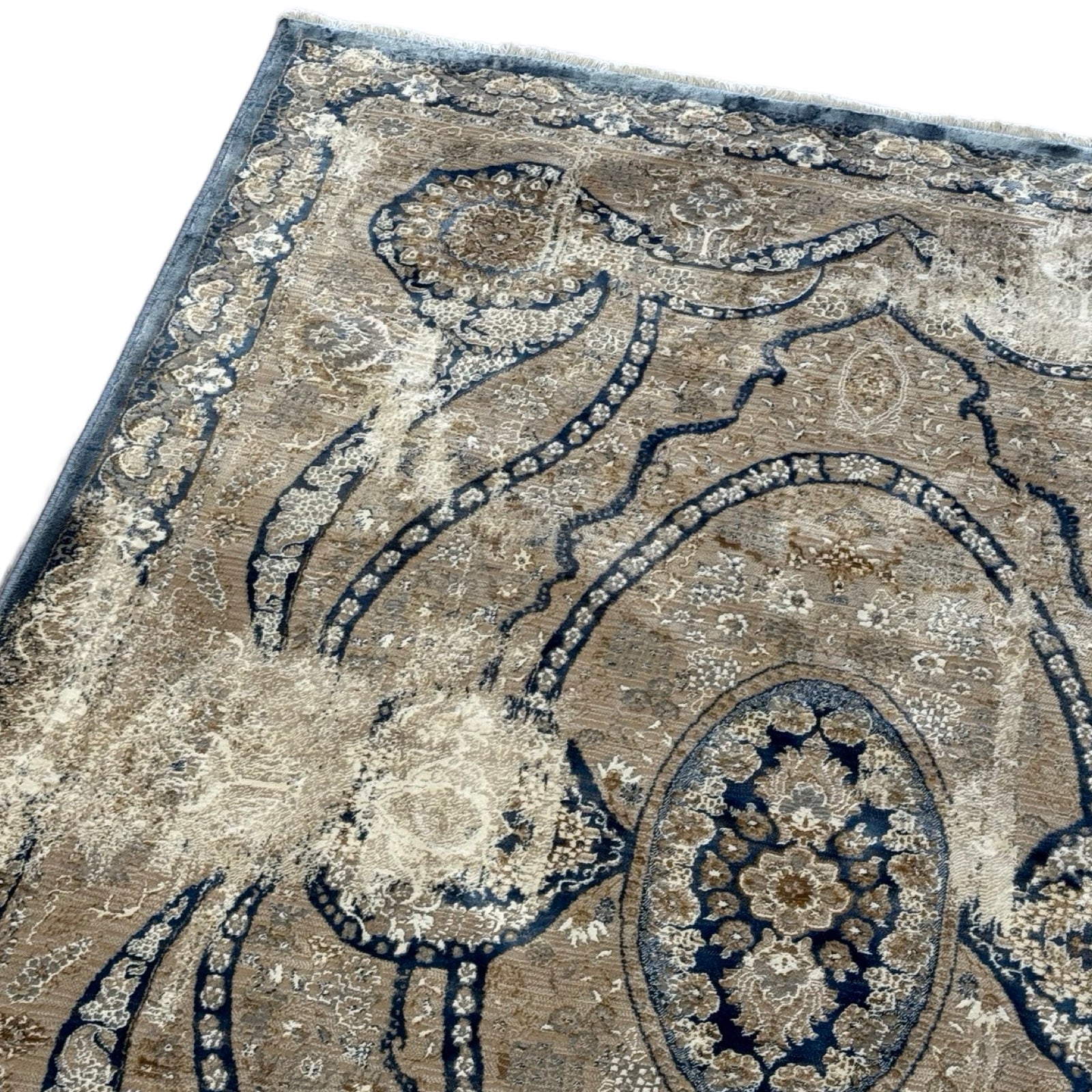 230 x 160 cm Persian Machine-Made Beige & Blue, Rug