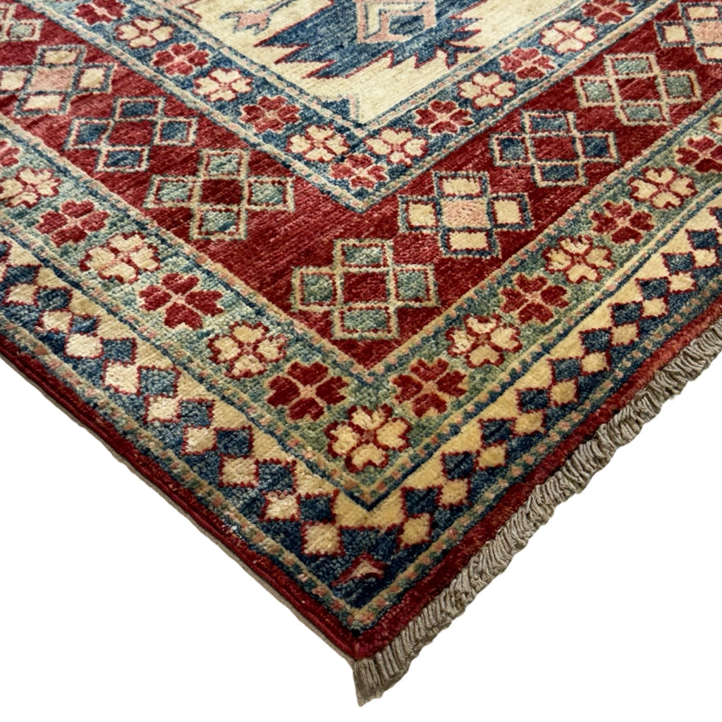 239 x 186 cm Hand Knotted Afghan Kazak Wool Rug