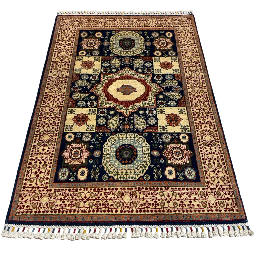 150 x 105 cm Afghan Mamluk Chobi Ziegler Hand-Knotted Wool Rug