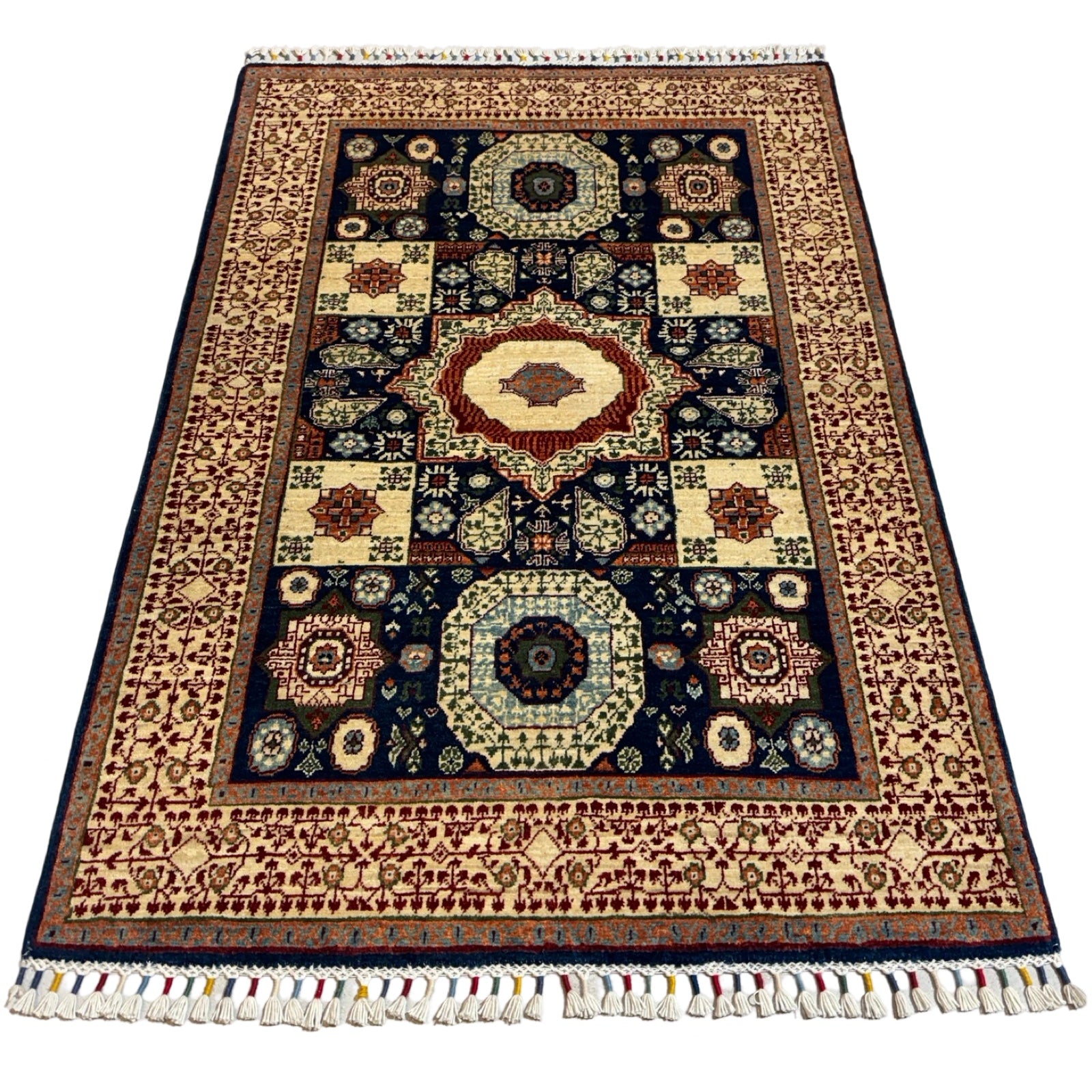 150 x 105 cm Afghan Mamluk Chobi Ziegler Hand-Knotted Wool Rug