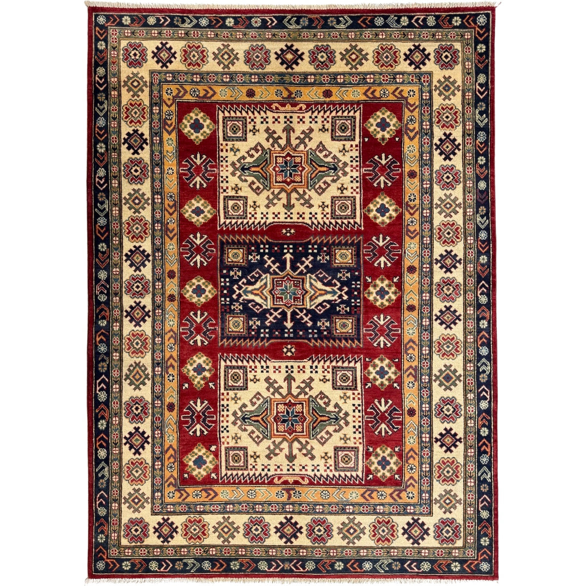 238 x 166 cm Hand Knotted Afghan Kazak Wool Rug