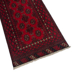285 x 75 cm Hand Knotted Red Afghan Akche Wool Runner Rug