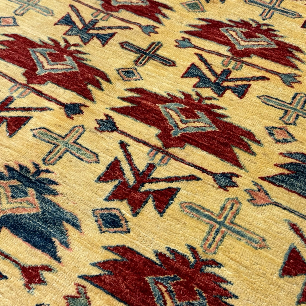 239 x 186 cm Hand Knotted Afghan Kazak Wool Rug