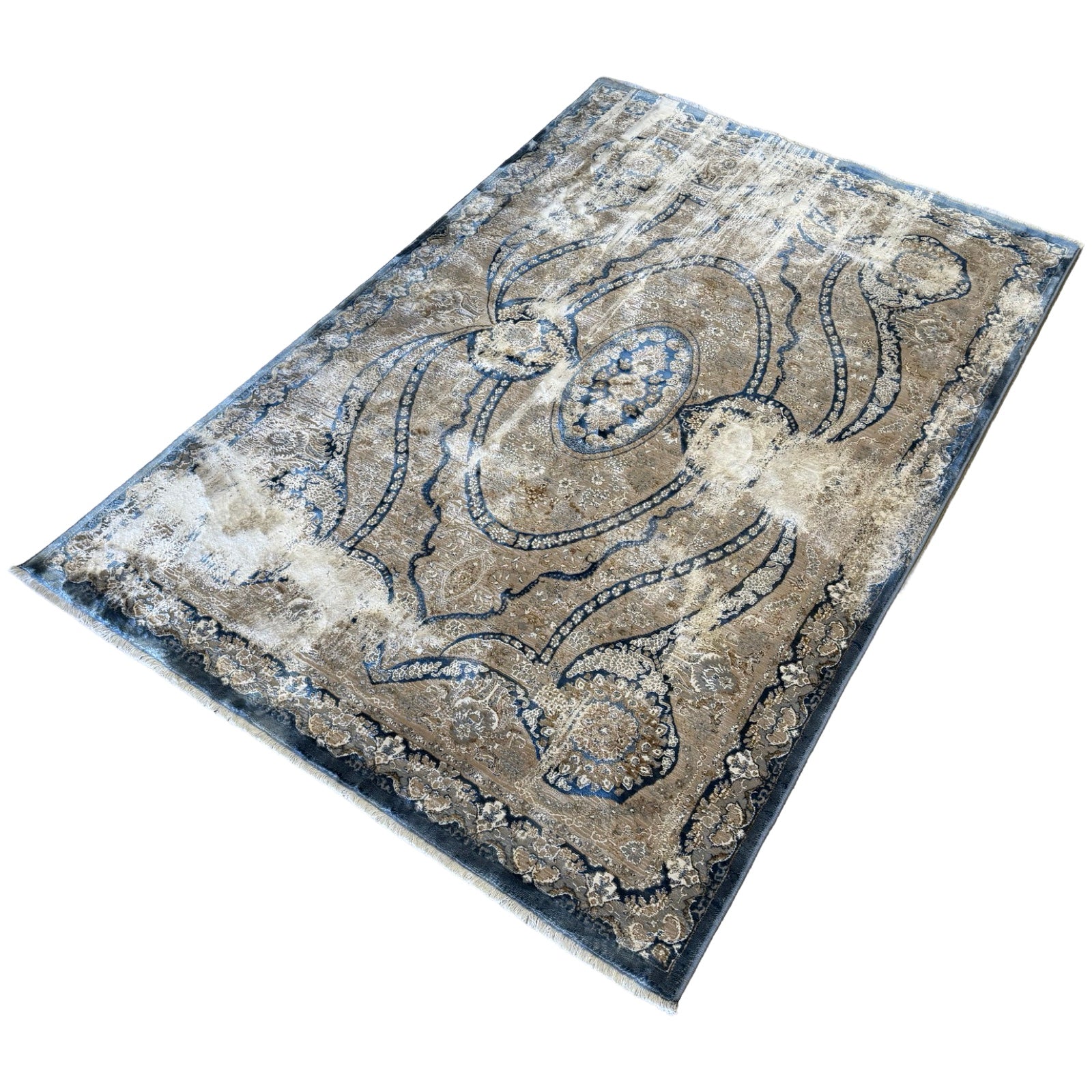 230 x 160 cm Persian Machine-Made Beige & Blue, Rug