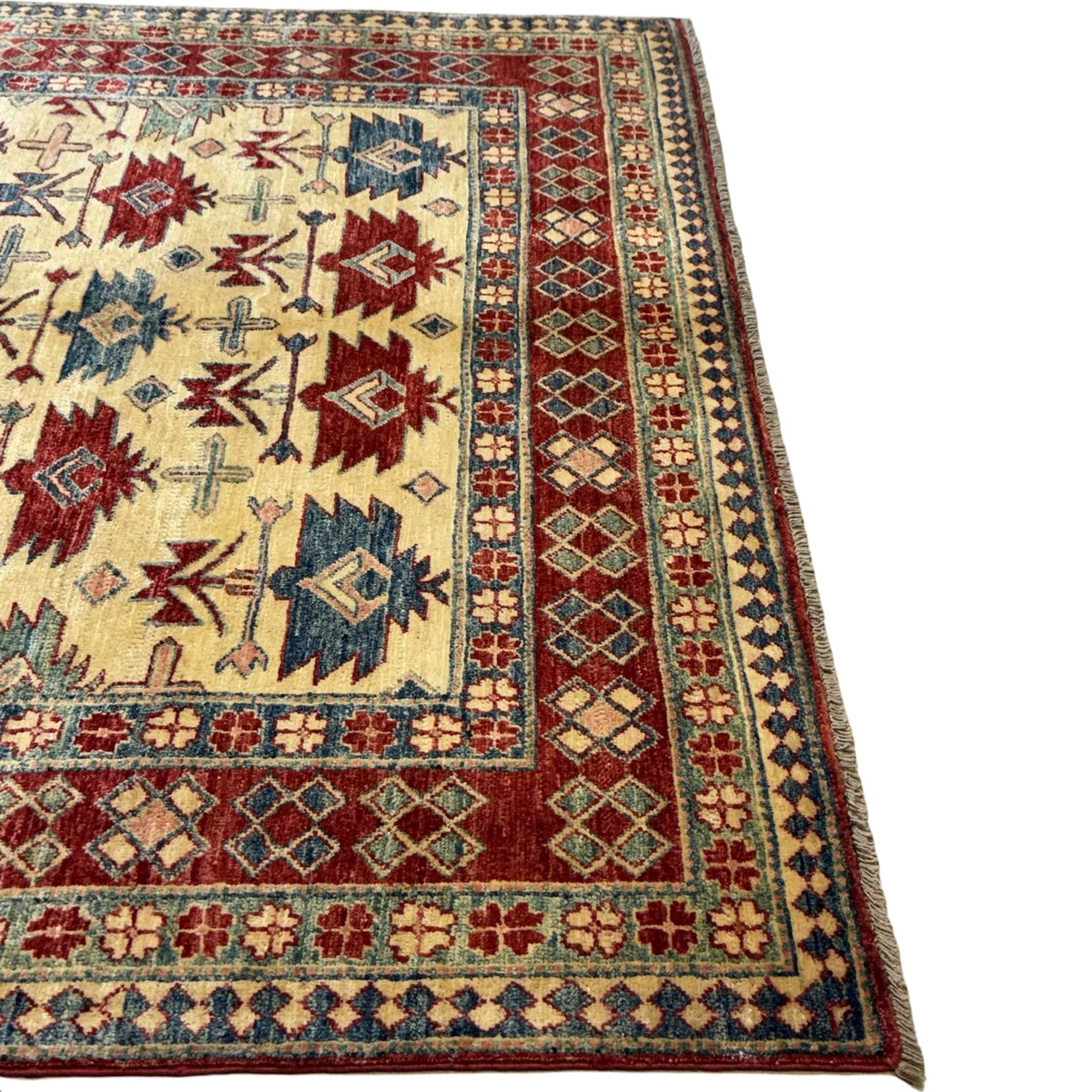 239 x 186 cm Hand Knotted Afghan Kazak Wool Rug