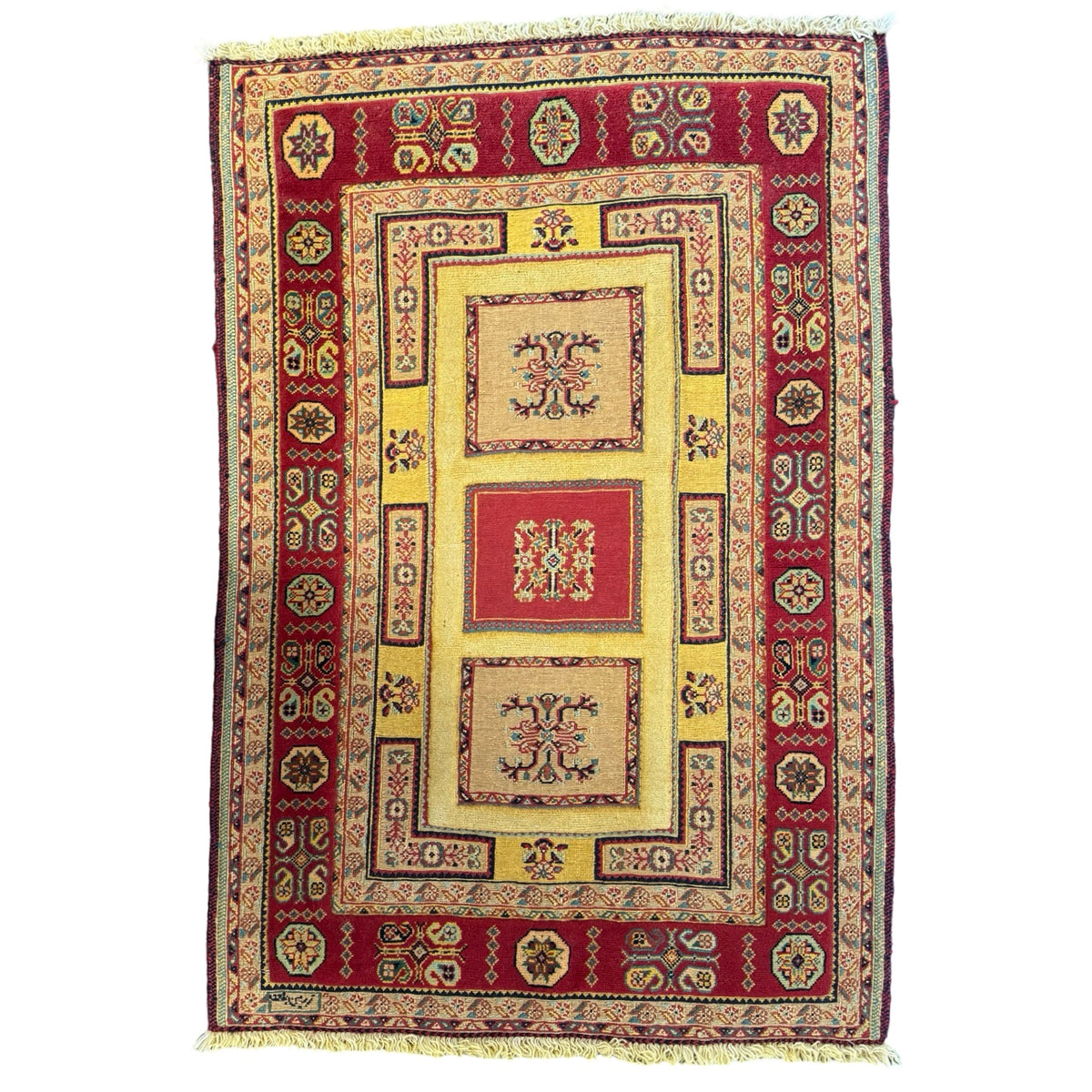 121 x 80 cm Afghan Hand Woven Textured Kilim Soumak Wool Rug