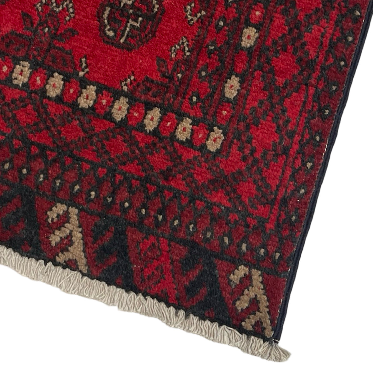 285 x 75 cm Hand Knotted Red Afghan Akche Wool Runner Rug
