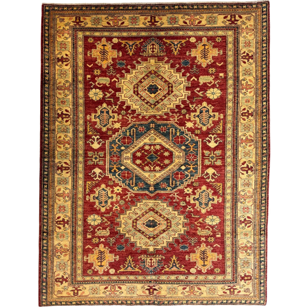 243 x 185 cm Hand Knotted Afghan Kazak Wool Rug