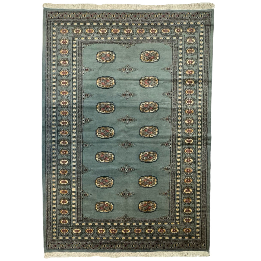 203 x 143 cm Hand-Knotted Karachi Bokhara – Blue Rug