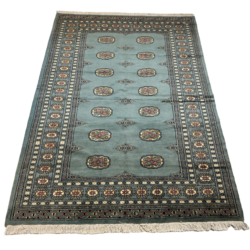 203 x 143 cm Hand-Knotted Karachi Bokhara – Blue Rug