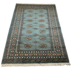 203 x 143 cm Hand-Knotted Karachi Bokhara – Blue Rug