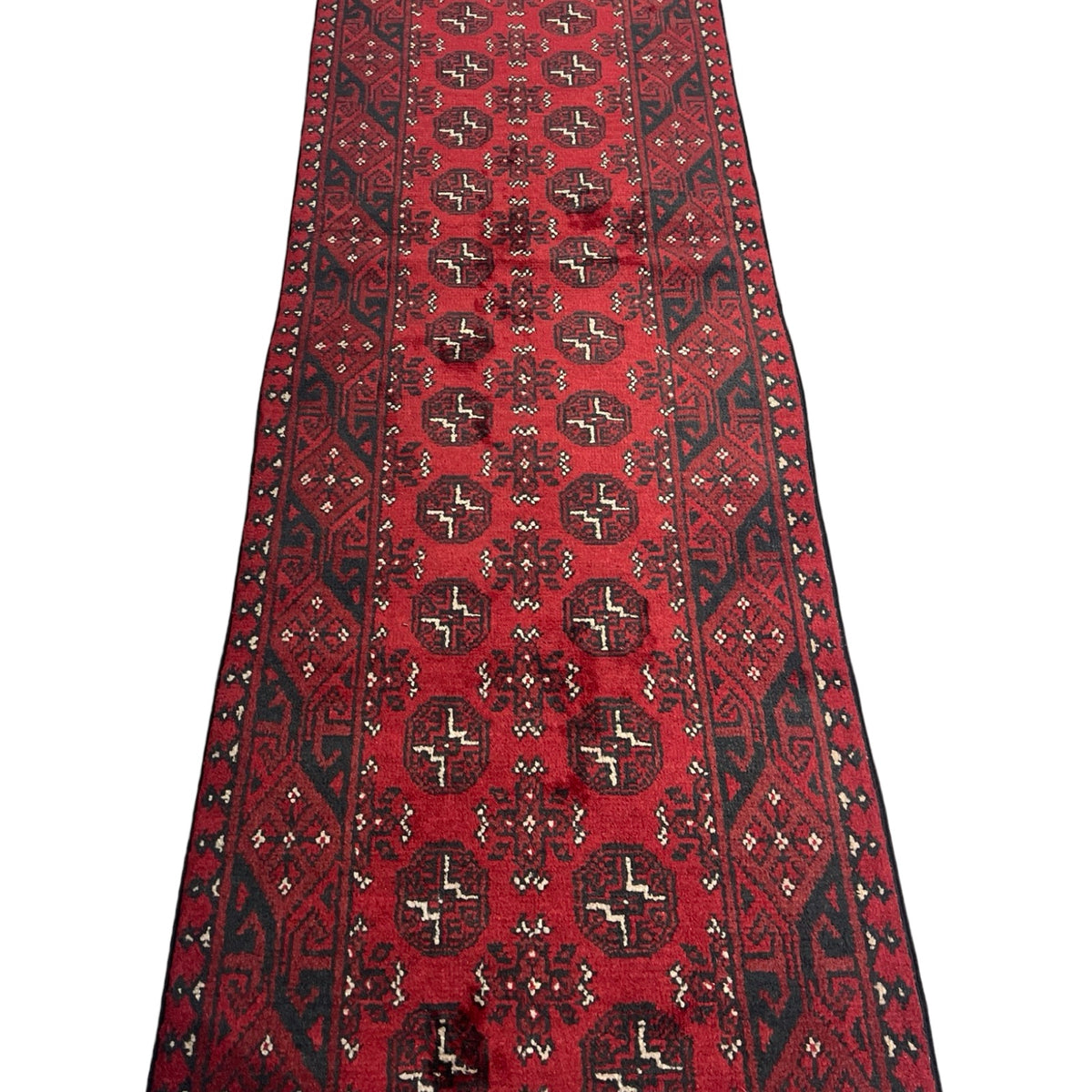 280 x 71 cm Hand Knotted Afghan Akche Wool Runner Rug