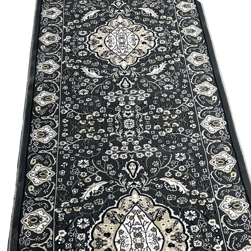 600 x 80cm Persian Design Machine Made, Grey Runner Rug