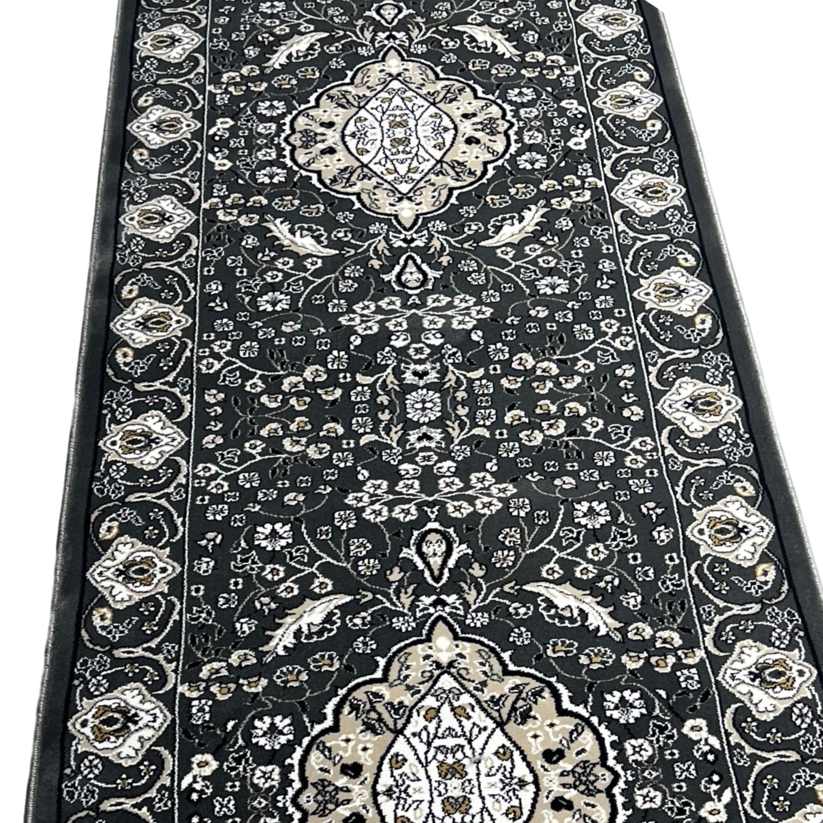 600 x 80cm Persian Design Machine Made, Grey Runner Rug