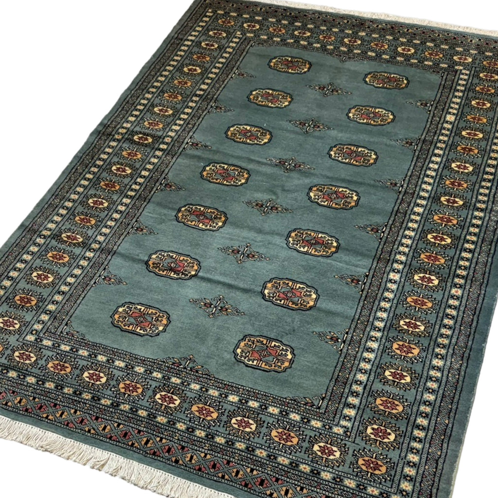 203 x 143 cm Hand-Knotted Karachi Bokhara – Blue Rug