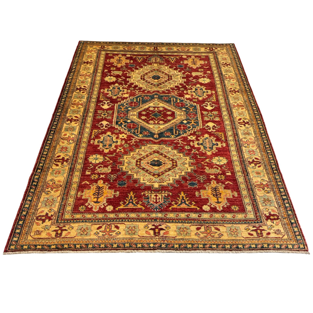 243 x 185 cm Hand Knotted Afghan Kazak Wool Rug