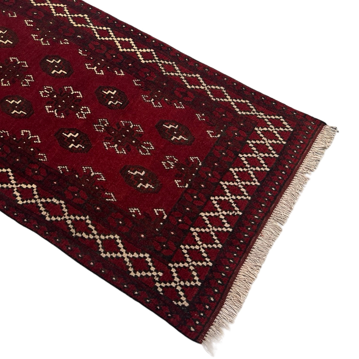 278 x 77 cm Hand Knotted Afghan Akche Wool Runner Rug