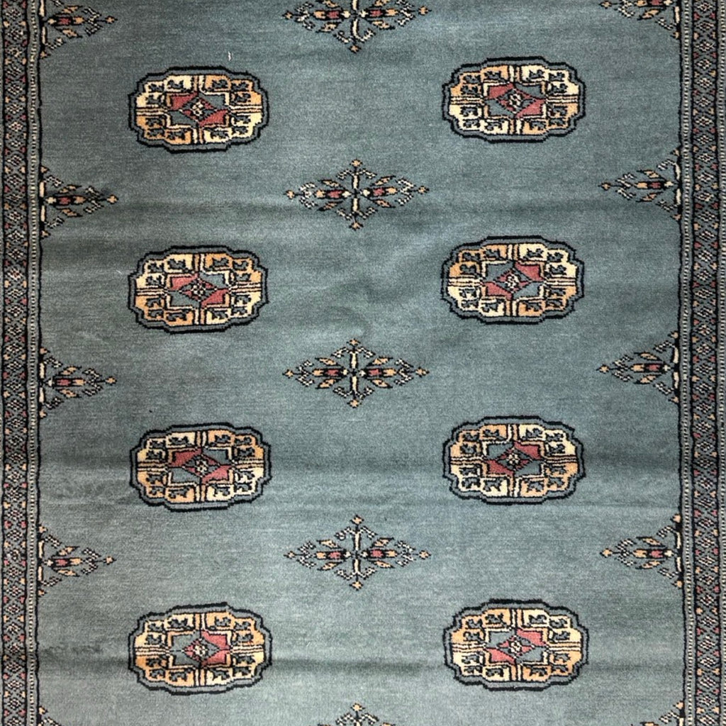 203 x 143 cm Hand-Knotted Karachi Bokhara – Blue Rug